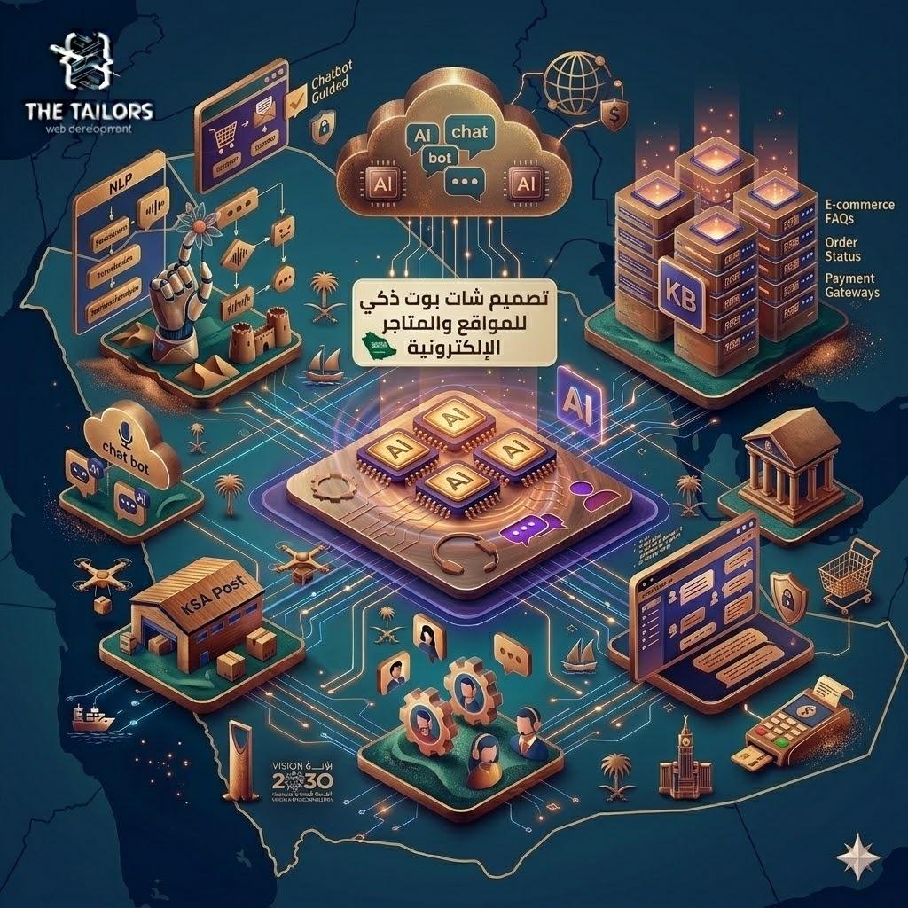 تصميم وتطوير شات بوت ذكي للمواقع والمتاجر الإلكترونية